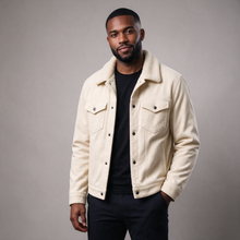 Athens plush corduroy jacket in white