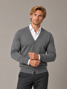 Men’s V-Neck Button Cardigan Sweater – Long Sleeve Knit with Pockets