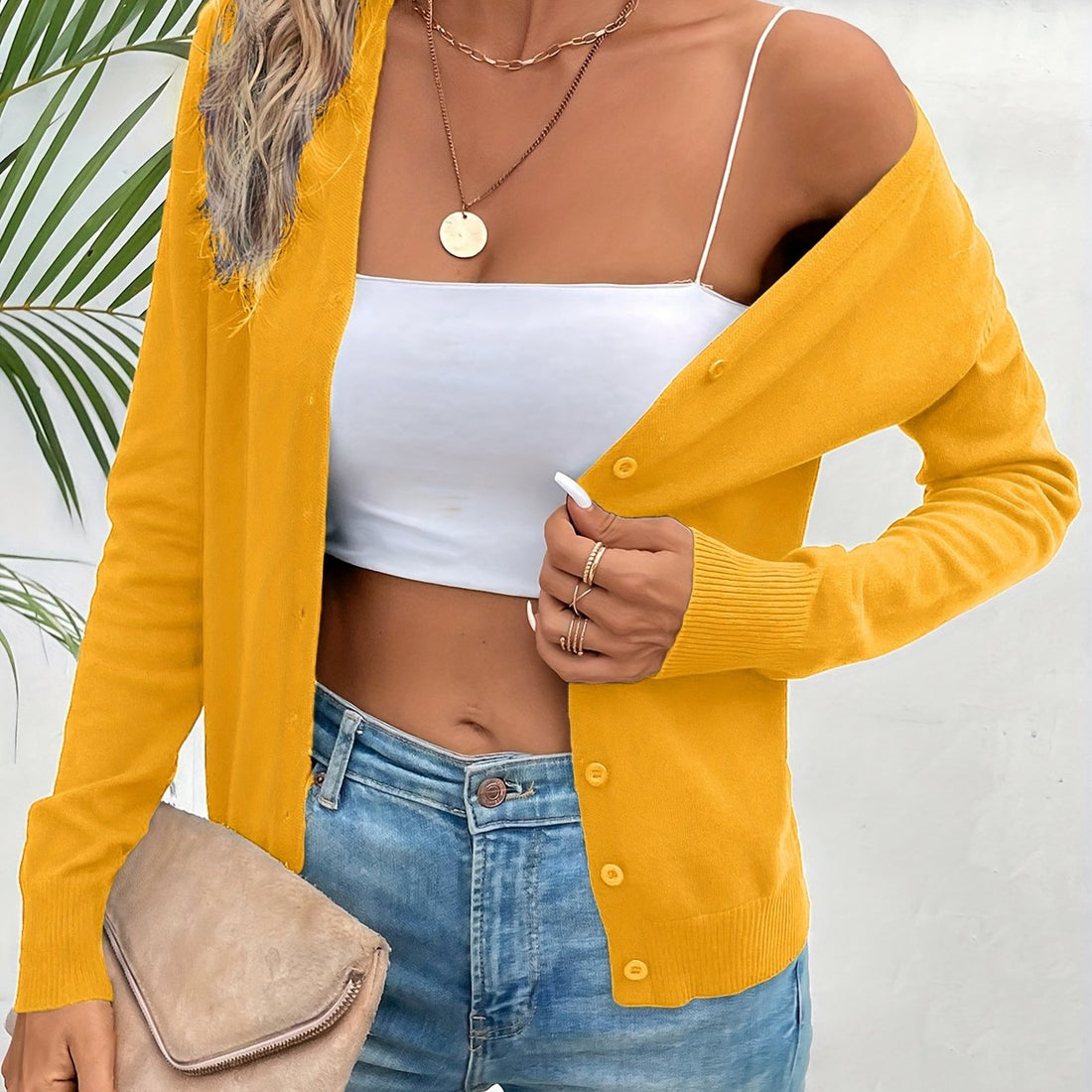 Women's V Neck Cardigan – Button Front Knit