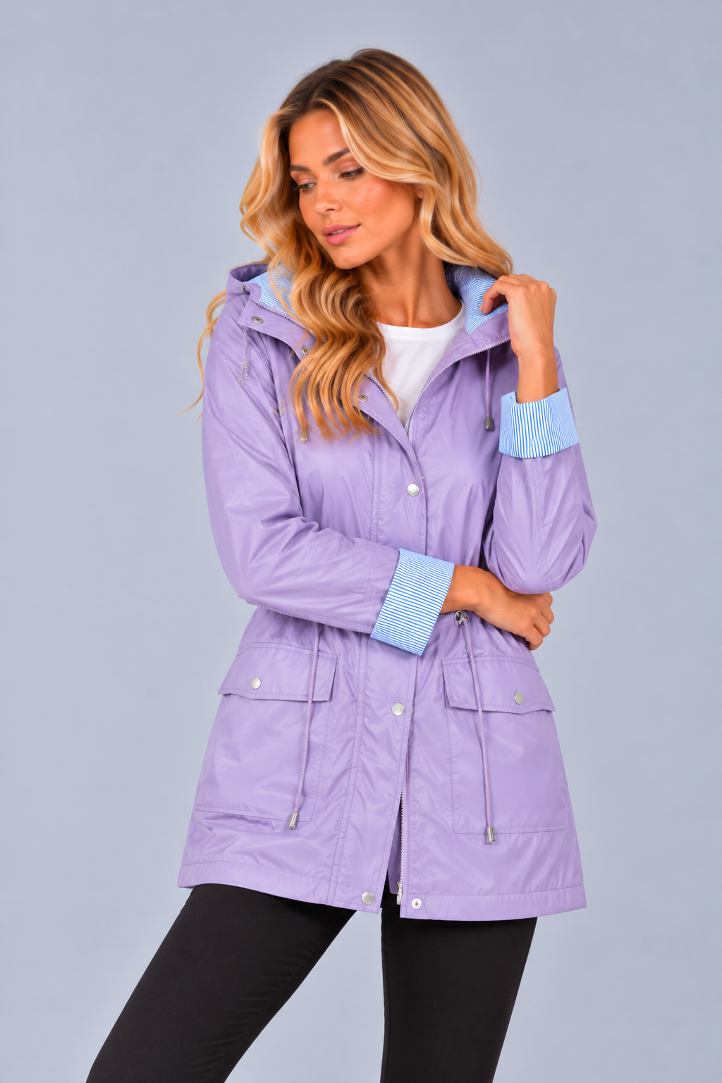 Women’s Hooded Rain Jacket – Water Resistant Lightweight Coat