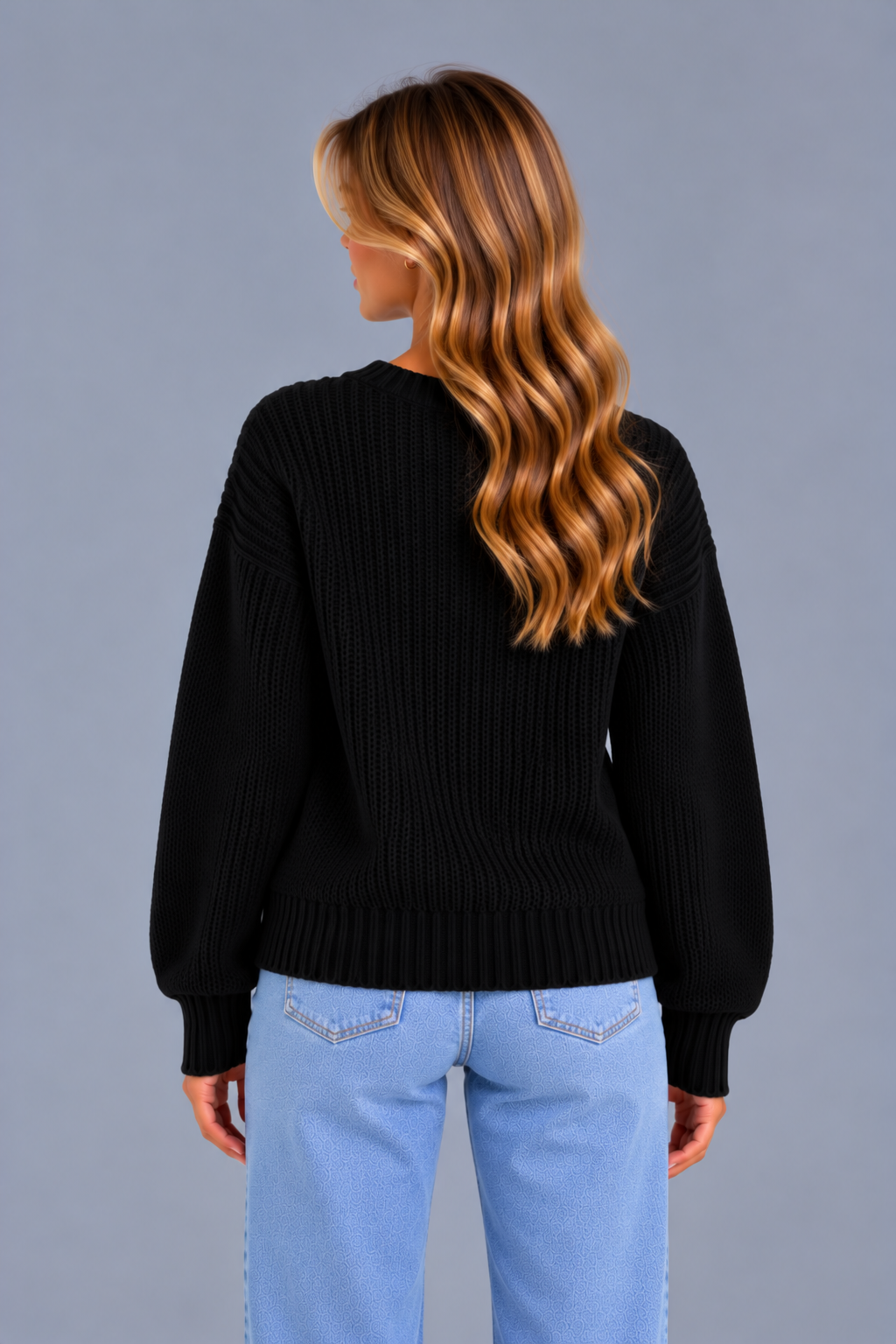 Women's Chunky Knit Cardigan – Button Front V-Neck Soft Ribbed Jumper