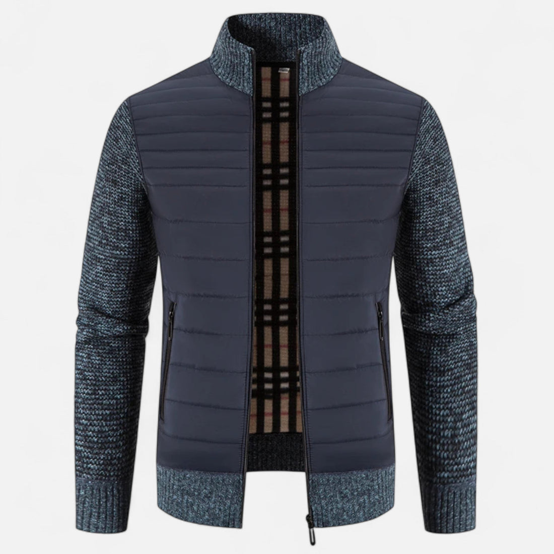 Men’s Fleece Stand-Collar Patchwork Jacket