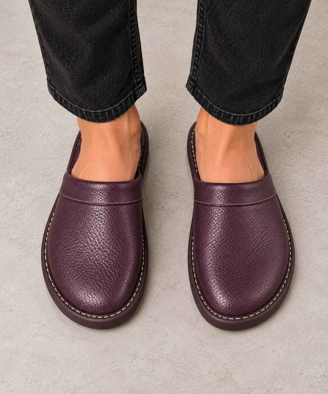 Men's Leather Slippers - Lightweight Indoor & Outdoor Slippers