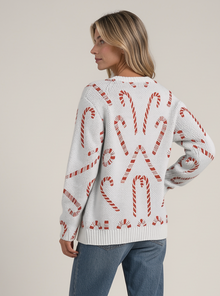 Women's candy cane buttoned cardigan – back view