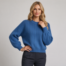 Women's dark blue cashmere crew neck jumper