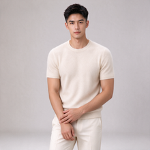 Men's cashmere T-shirt in beige