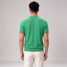 Men's green cashmere t-shirt, rear view