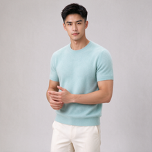 Men's cashmere T-shirt in mint