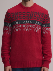 Men's Christmas Jumper in Red – front view