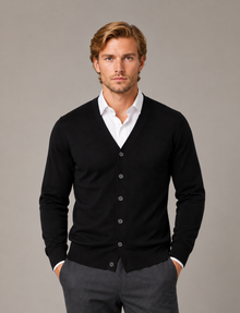 Men’s V-Neck Button Cardigan Sweater – Long Sleeve Knit with Pockets