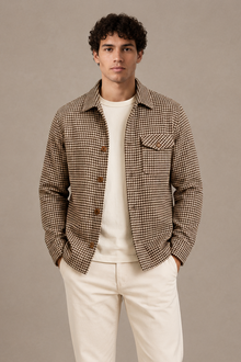 Men's Houndstooth Jacket – Button-Up Shirt Jacket Overshirt