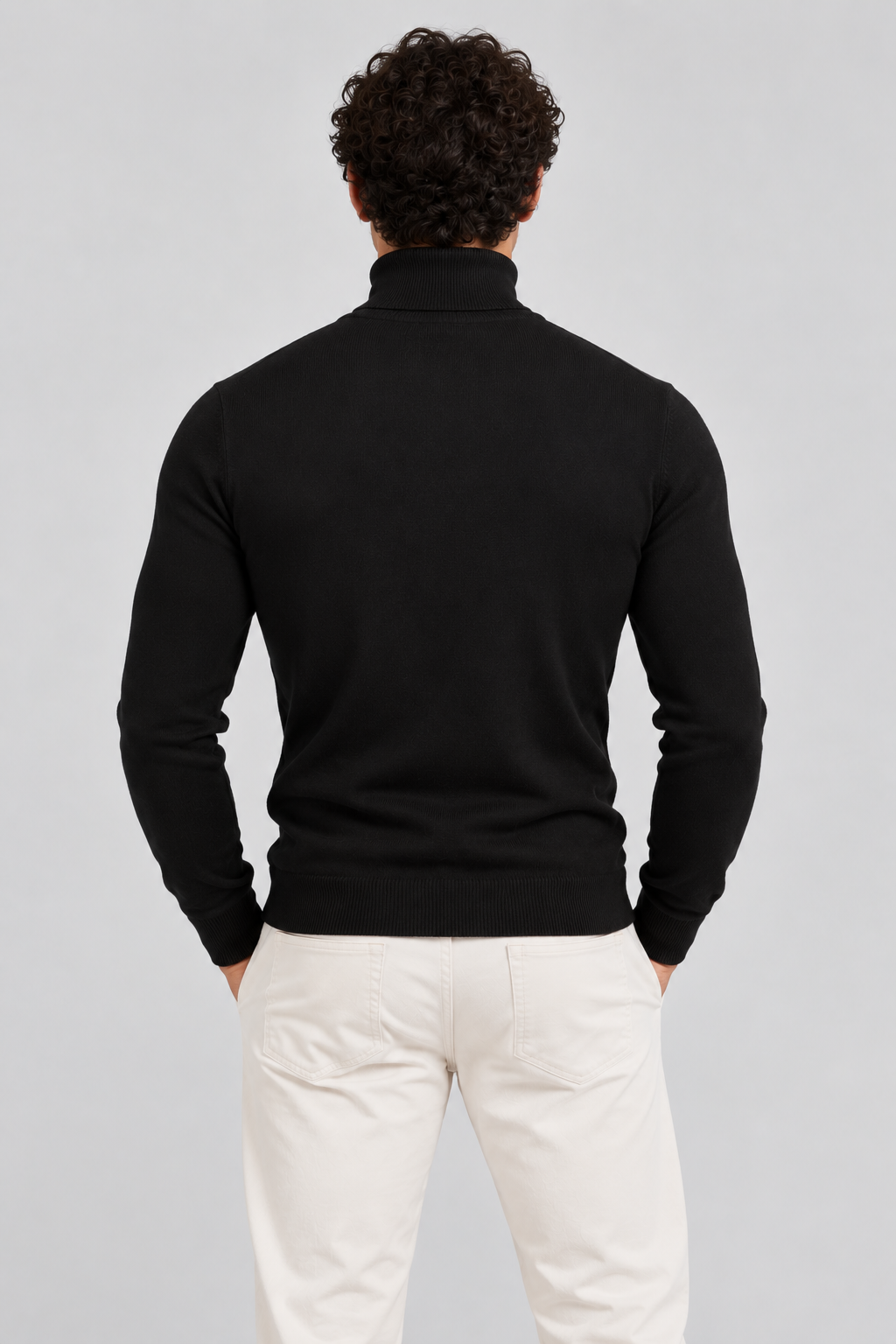 Men's Slim Fit Roll Neck Jumper – Stretch Knit Turtleneck