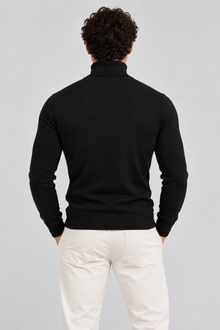 Men's Slim Fit Roll Neck Jumper – Stretch Knit Turtleneck