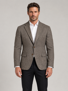 Men's Herringbone Tweed Blazer – Brown Wool Blend Jacket
