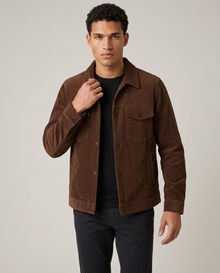 Men's brown corduroy overshirt shirt jacket, studio view