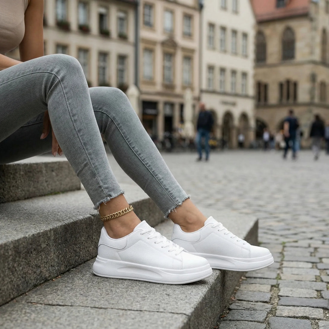 Women's White Cushioned Trainers – image 1