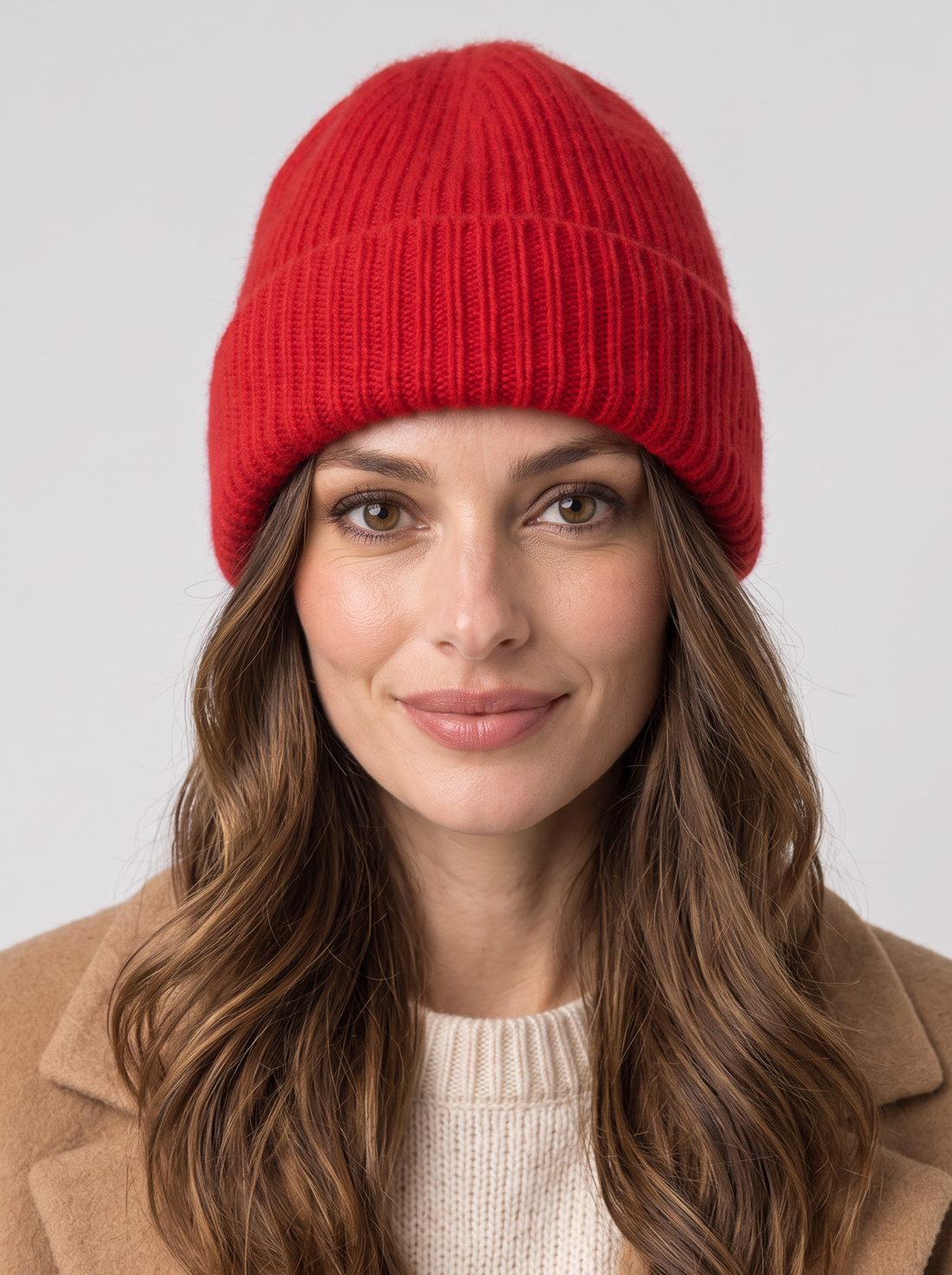 Women's Beanie Hat in Red – front view