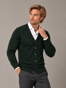 Men’s V-Neck Button Cardigan Sweater – Long Sleeve Knit with Pockets