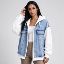 Women's oversized denim hoodie jacket in white