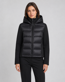 Women's Hooded Hybrid Puffer Jacket in Black – image 1