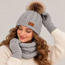 Women's Knitted Hat, Gloves & Snood Set – 3-Piece Winter Gift Set