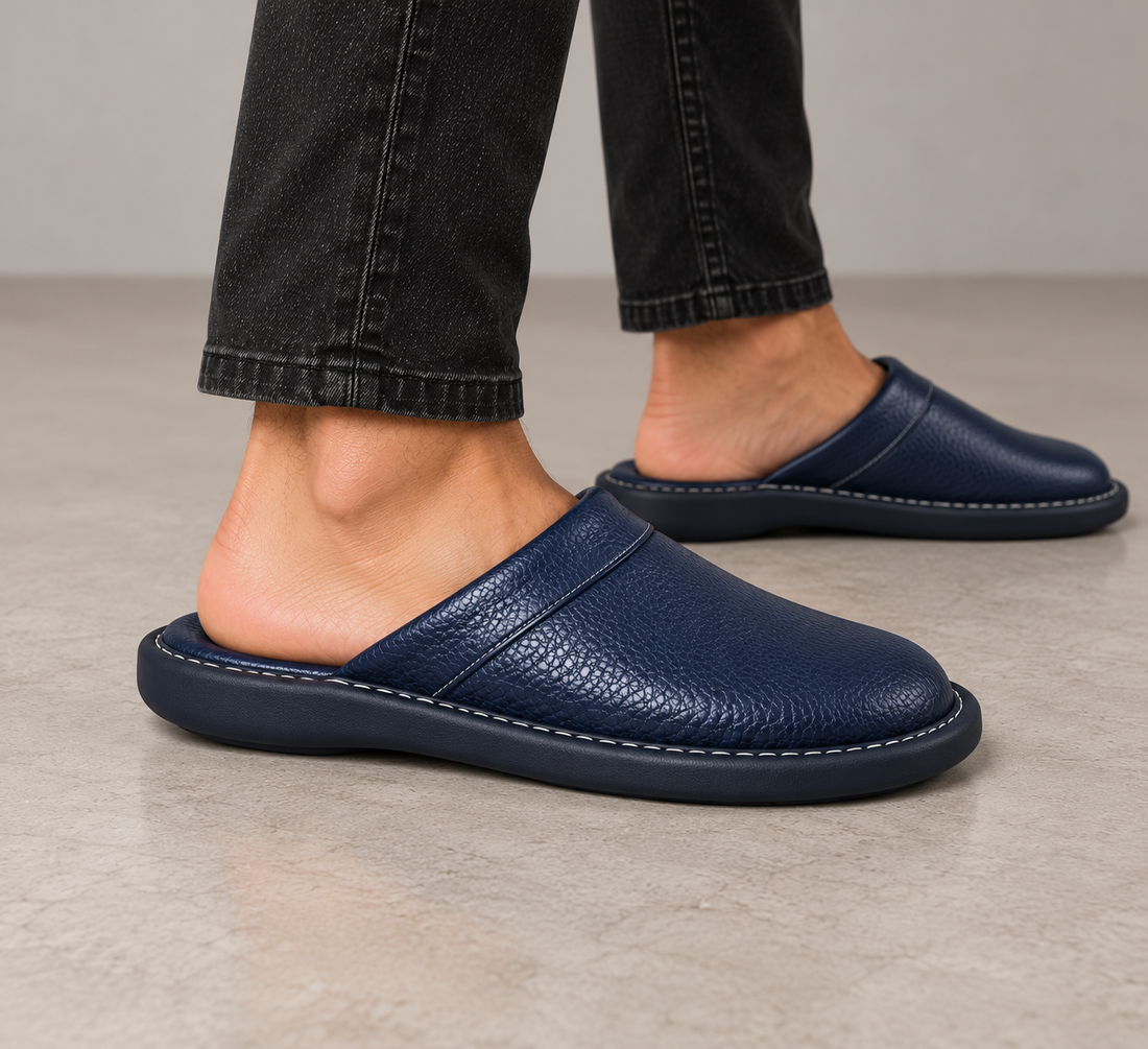 Men's Leather Slippers - Lightweight Indoor & Outdoor Slippers