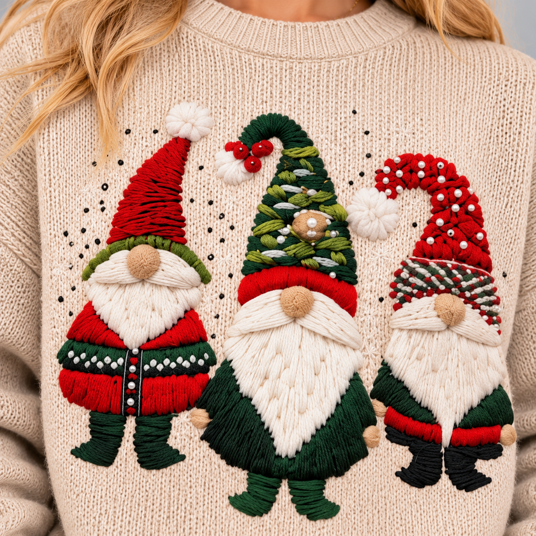 Women's Christmas Jumper – Festive Gnome Design