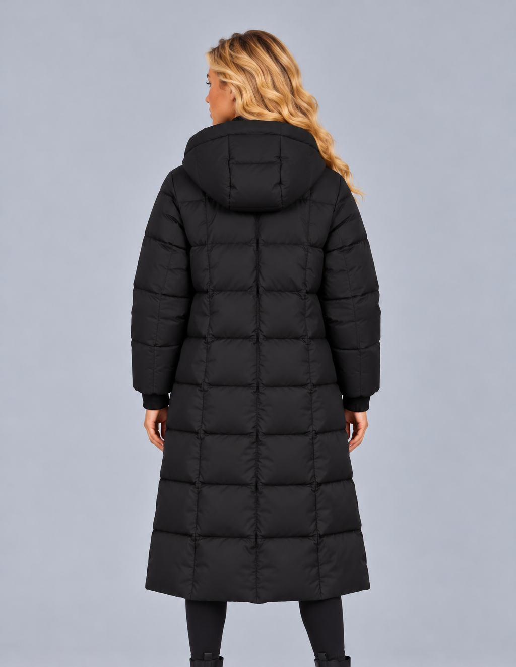 Women’s Long Puffer Coat with Hood – Longline Padded Winter Coat with Pockets