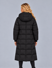 Women’s Long Puffer Coat with Hood – Longline Padded Winter Coat with Pockets