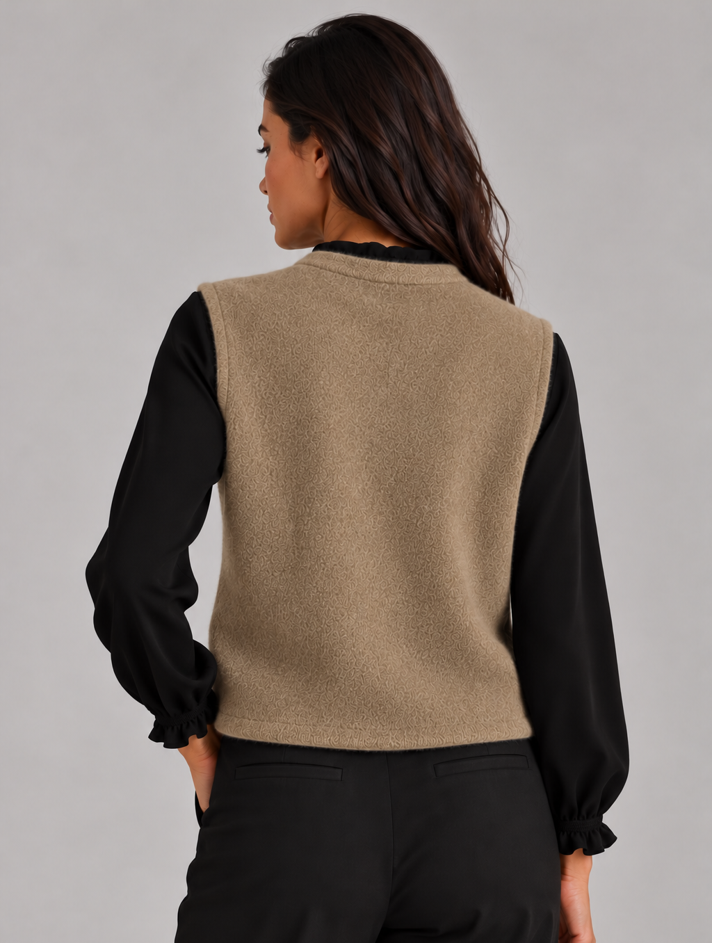 Women’s Button Up Sweater Vest – Knitted Waistcoat, Round Neck Sleeveless Knit
