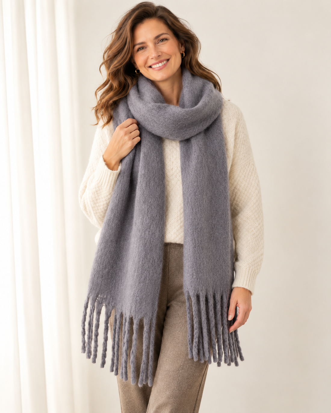 Women's Cashmere Blend Scarf – Soft Warm Winter Scarf