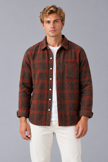 Men's Brushed Check Flannel Shirt – Long Sleeve Button-Up