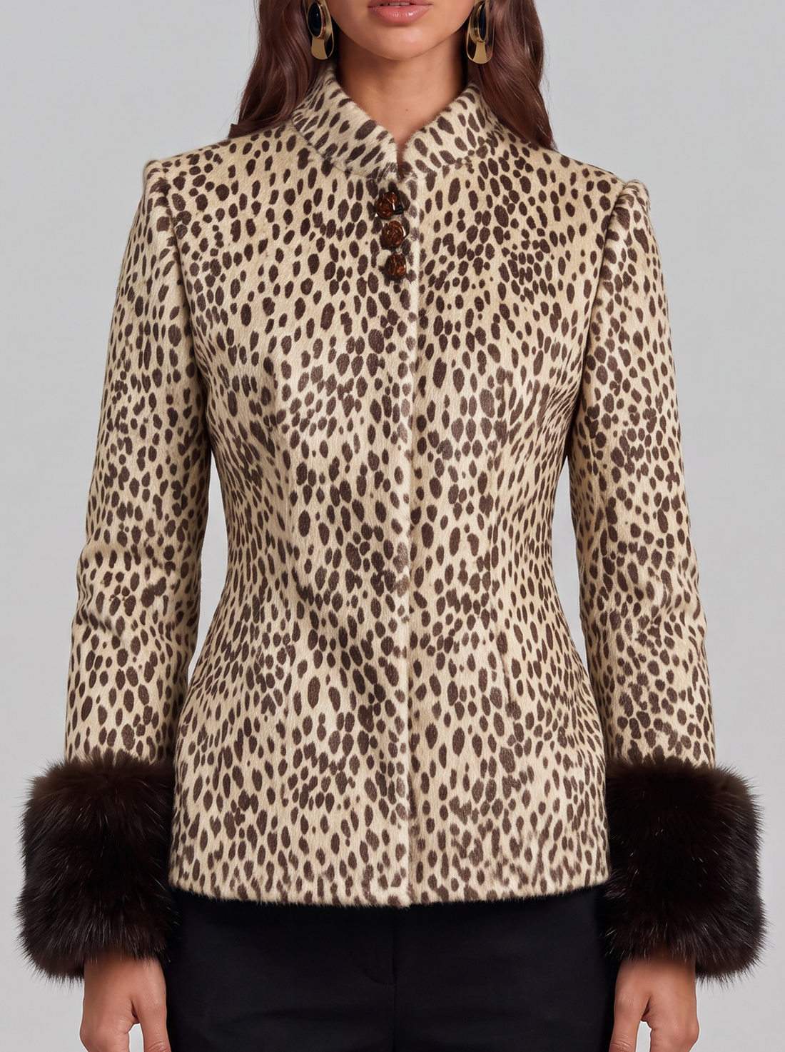 Women's Leopard Print Jacket – front view
