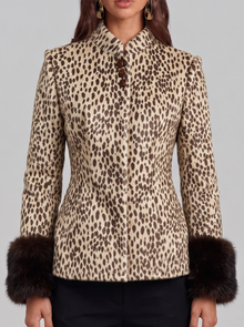 Women's Leopard Print Jacket – front view