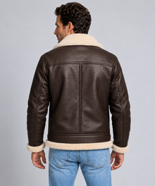 Men's Faux Shearling Aviator Jacket – Leather-Look Bomber