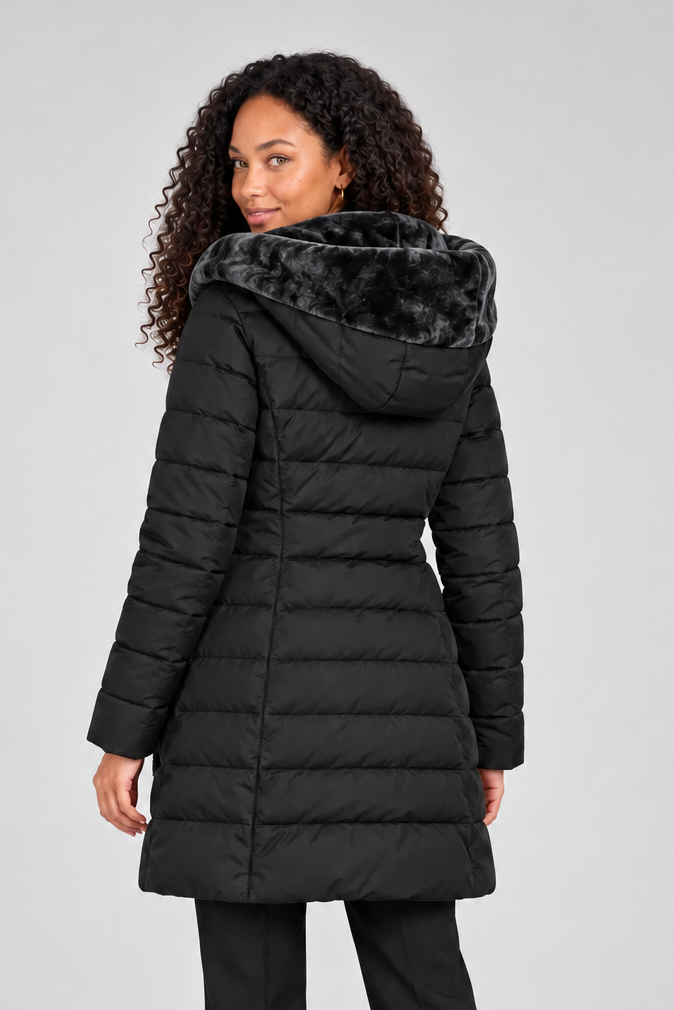 Women's Hooded Quilted Winter Coat – Faux-Fur Lined