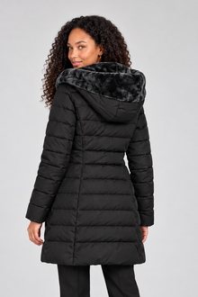 Women's Hooded Quilted Winter Coat – Faux-Fur Lined