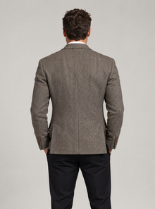 Men's Herringbone Tweed Blazer – Brown Wool Blend Jacket