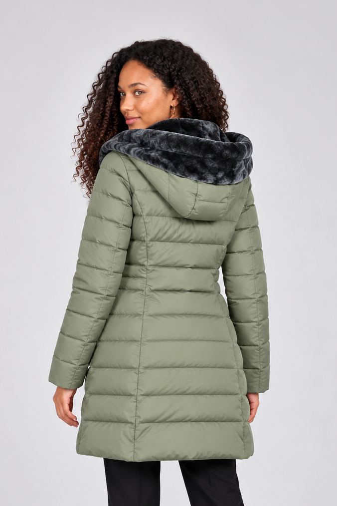 Women's Hooded Quilted Winter Coat – Faux-Fur Lined