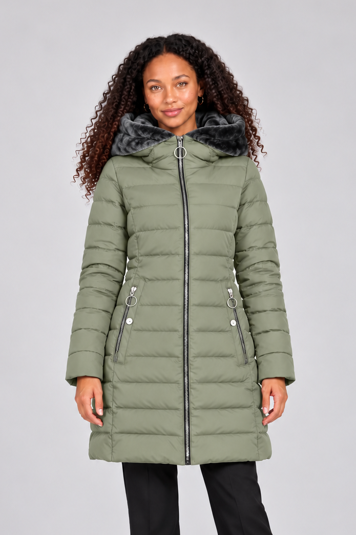 Women's Hooded Quilted Winter Coat – Faux-Fur Lined