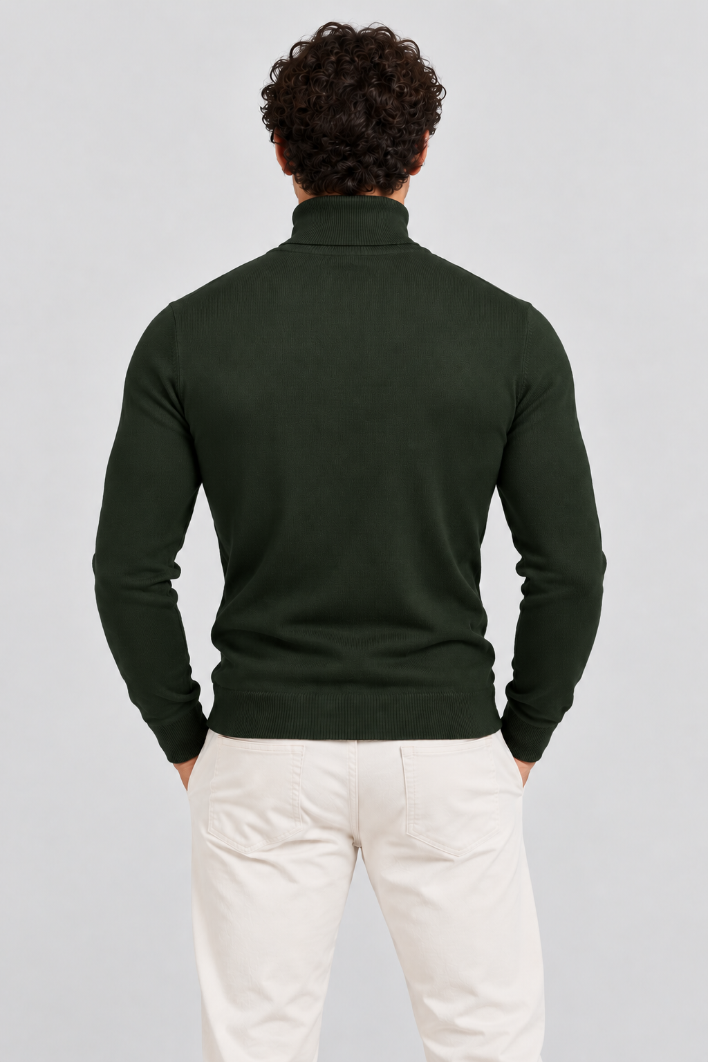 Men's Slim Fit Roll Neck Jumper – Stretch Knit Turtleneck