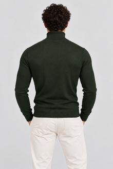 Men's Slim Fit Roll Neck Jumper – Stretch Knit Turtleneck