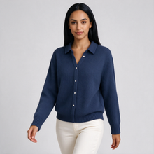 Women's cozy knit cardigan in dark blue