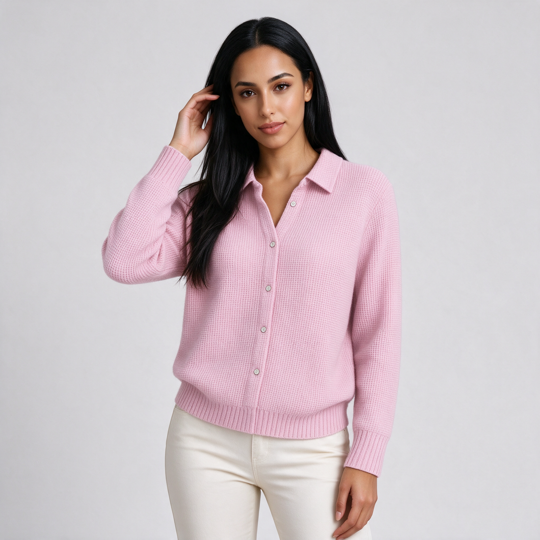 Women's cozy knit cardigan in pink