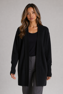 Heather women's open-front cardigan in black