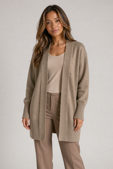 Heather women's open-front cardigan in khaki