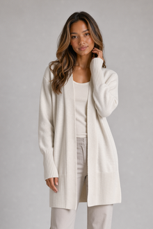 Heather women's open-front cardigan in white