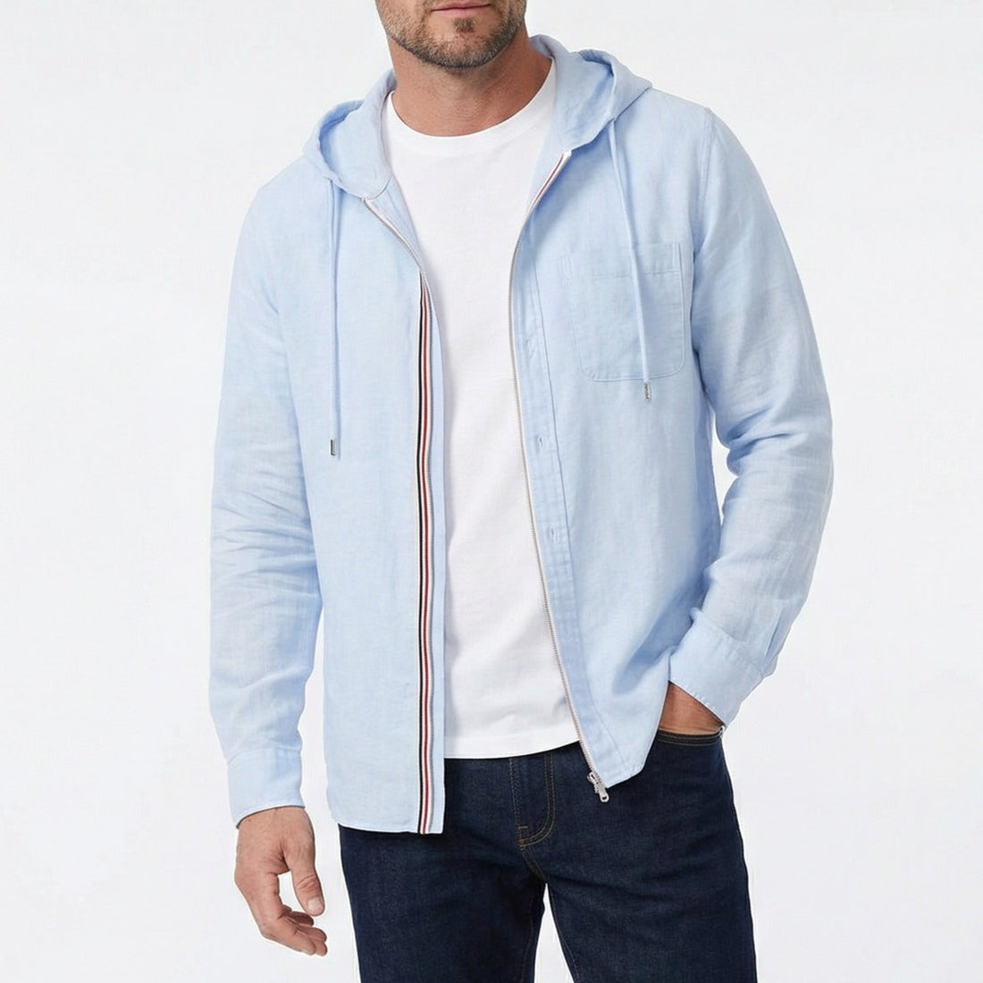Men's Linen Blend Hoodie – Relaxed Fit