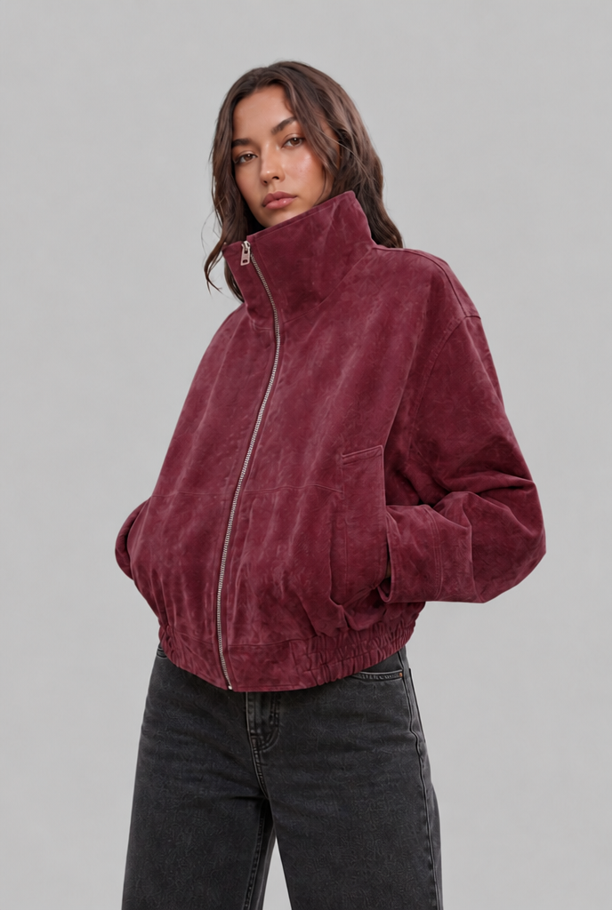 Women's oversized suede bomber jacket – image 1