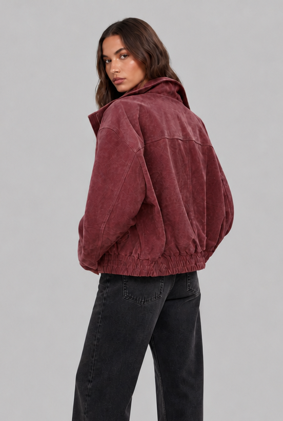 Women's oversized suede bomber jacket – image 1